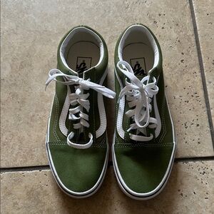 Vans Green and White Sneakers W10/M8